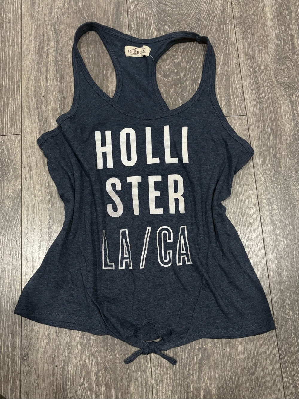Hollister Navy Racerback Tie-Front Graphic Tank
